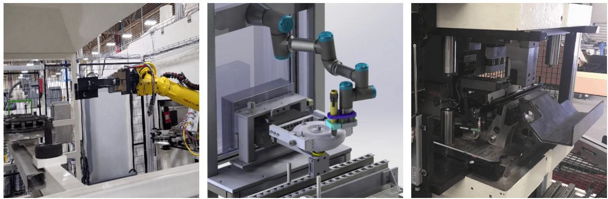 Aplintec生產(chǎn)的機器人單元、COBOT集成和壓力機（從左到右）